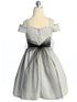 Girls Silver Sparkling Off Shoulder Flower Girl Dress 4-16 back SophiasStyle.com
