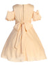 Girls Champagne Sequin Ribbon Off Shoulder Flower Girl Dress 4-14 SophiasStyle.com back
