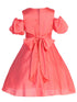 Girls Coral Sequin Ribbon Off Shoulder Flower Girl Dress 4-14 SophiasStyle.com back