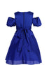 Girls Royal Blue Sequin Ribbon Off Shoulder Flower Girl Dress 4-14 SophiasStyle.com back