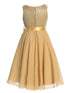 Girls Gold Glitter V Neckline Flower Girl Dress 4-14 back - SophiasStyle.com