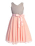 Girls Pink Glitter V Neckline Flower Girl Dress 4-14 front - SophiasStyle.com