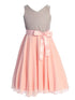 Girls Pink Glitter V Neckline Flower Girl Dress 4-14 front - SophiasStyle.com