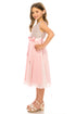 Girls Pink Glitter V Neckline Flower Girl Dress 4-14 model - SophiasStyle.com