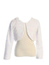 Girls White Sparkle Sequin Long Sleeve Velvet Bolero 2-14 front SophiasStyle.com