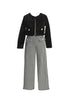 Girls Black Jacket Houndstooth Patterned Pants 2 Piece Winter Set 4-14 front SophiasStyle.com