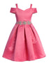 Satin Flower Girl Dress with Cold Shoulder and Pleated Skirt, Sizes 2-14 - SophiasStyle.com