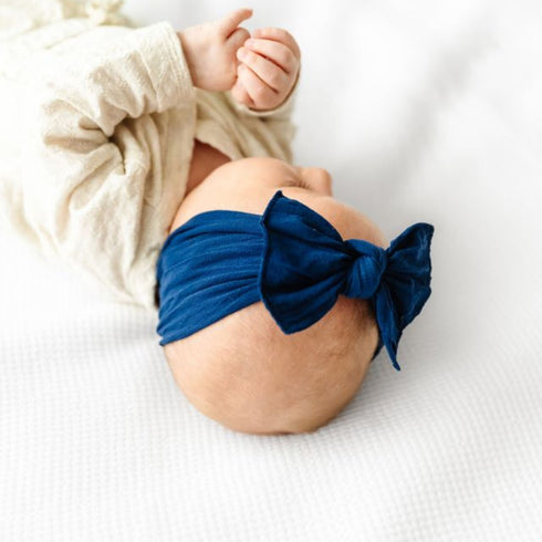 knot-navy Baby Bling Bows clips headbands - Sophia's Style-