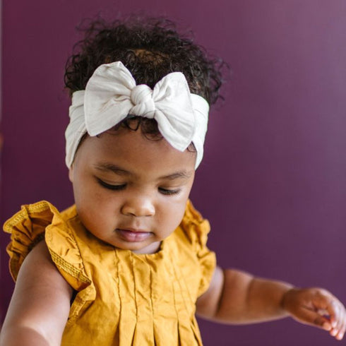 knot-oatmeal Baby Bling Bows clips headbands - Sophia's Style-