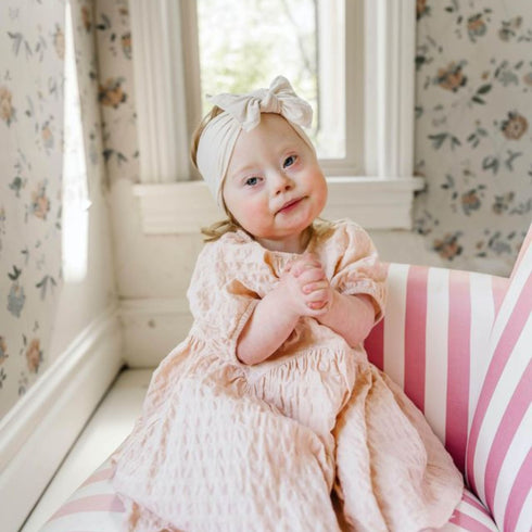 knot-oatmeal Baby Bling Bows clips headbands - Sophia's Style-