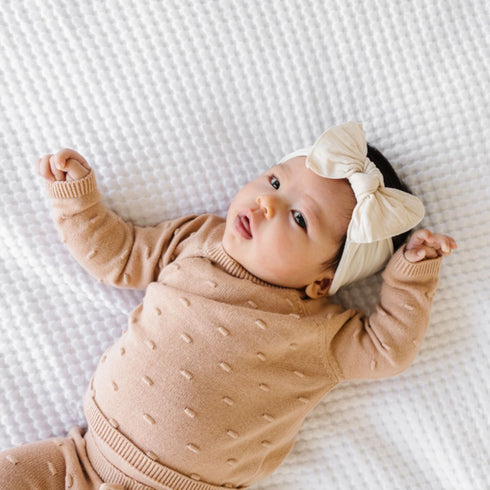 knot-oatmeal Baby Bling Bows clips headbands - Sophia's Style-