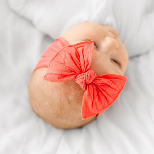 knot-salmon Baby Bling Bows clips headbands - Sophia's Style-