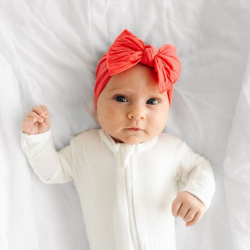 knot-salmon Baby Bling Bows clips headbands - Sophia's Style-