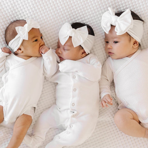 itty-bitty-knot-white Baby Bling Bows clips headbands - Sophia's Style-