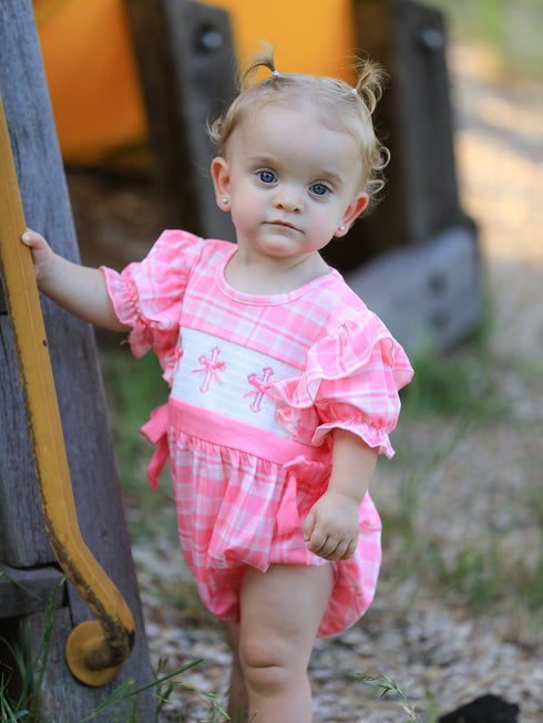 pink-plaid-smocked-church-christ-bishop-christening-romper Rylee Faith Designs - Sophia's StyleRomper-1