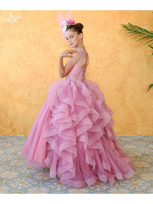 Girls Multi Colors Ruffle Train Back Ball Gown Dress 3-16 - SophiasStyle.com