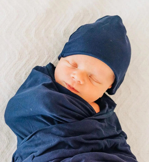 swaddle-blanket-and-hat-set-navy-blue-Sophia's Style-6
