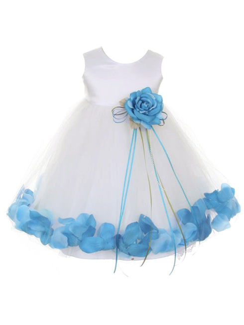 Baby Girls Ivory Multi Color Satin Top Petal Floating Flower Girl Dress 6-24M - SophiasStyle.com