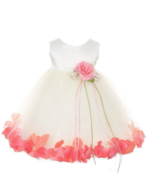 Baby Girls Ivory Multi Color Satin Top Petal Floating Flower Girl Dress 6-24M - SophiasStyle.com