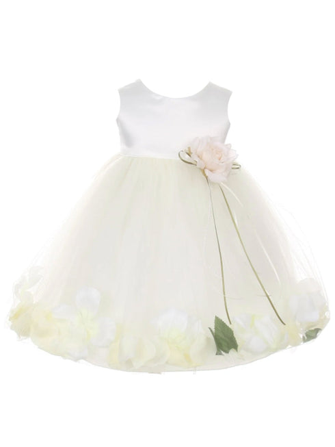 Baby Girls Ivory Multi Color Satin Top Petal Floating Flower Girl Dress 6-24M - SophiasStyle.com