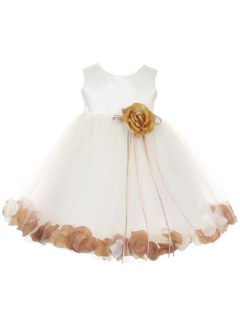 Baby Girls Ivory Multi Color Satin Top Petal Floating Flower Girl Dress 6-24M - SophiasStyle.com
