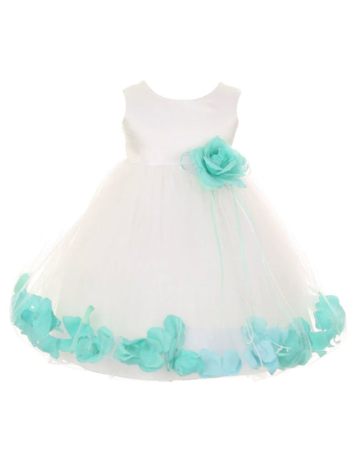 Baby Girls Ivory Multi Color Satin Top Petal Floating Flower Girl Dress 6-24M - SophiasStyle.com