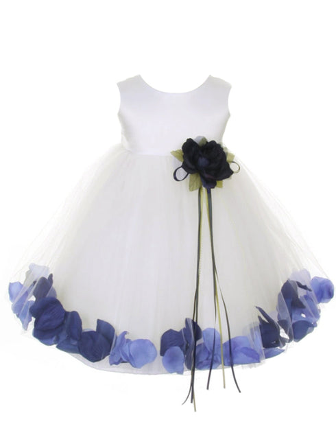 Baby Girls Ivory Multi Color Satin Top Petal Floating Flower Girl Dress 6-24M - SophiasStyle.com