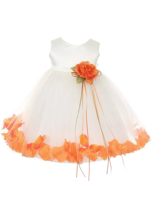 Baby Girls Ivory Multi Color Satin Top Petal Floating Flower Girl Dress 6-24M - SophiasStyle.com