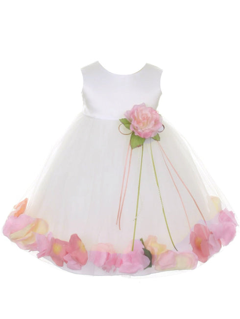 Baby Girls Ivory Multi Color Satin Top Petal Floating Flower Girl Dress 6-24M - SophiasStyle.com