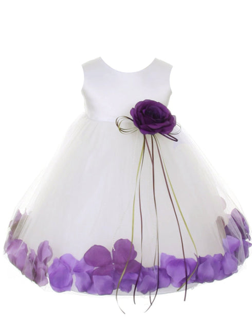 Baby Girls Ivory Multi Color Satin Top Petal Floating Flower Girl Dress 6-24M - SophiasStyle.com