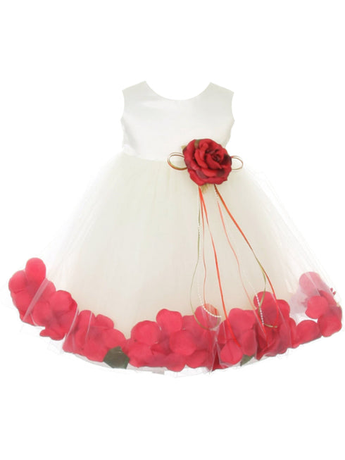 Baby Girls Ivory Multi Color Satin Top Petal Floating Flower Girl Dress 6-24M - SophiasStyle.com