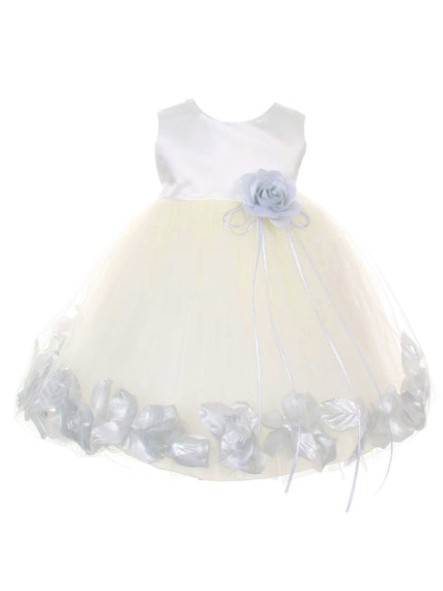 Baby Girls Ivory Multi Color Satin Top Petal Floating Flower Girl Dress 6-24M - SophiasStyle.com