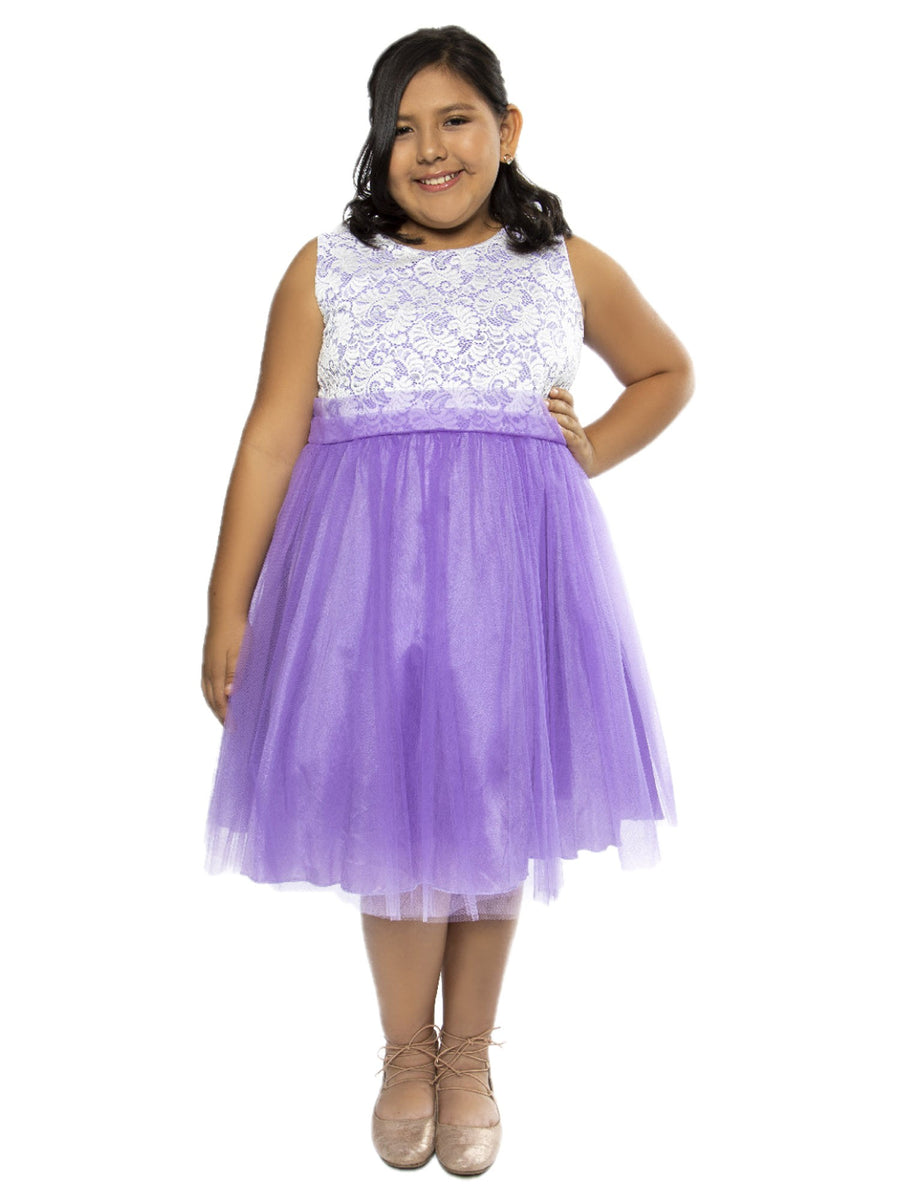 Stretch Lace & Tulle Girls Plus Size Dress – Kid's Dream