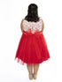 Big Girls Red Lace Tulle Plus Size Junior Bridesmaid Dress 14.5-20.5 SophiasStyle.com model back