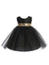 Baby Girls Black Gold Sequin Back Flower Girl Dress 6-24 Months front SophiasStyle.com
