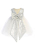 Baby Girls Off White Silver Sequin Glitter Tulle Flower Girl Dress 6-24 Months back SophiasStyle.com