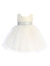 Baby Girls Off White Silver Sequin Glitter Tulle Flower Girl Dress 6-24 Months front SophiasStyle.com