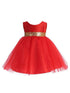 Kids Dream Baby Girls Red Gold Sequin V Back Flower Girl Dress 6-24 Months - SophiasStyle.com