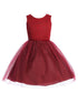 Big Girls Burgundy Tulle Velvet Trim Junior Bridesmaid Dress Plus Size 14.5-20.5 SophiasStyle.com