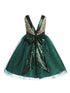 Girls Green Gold Embroidered Lace V Back & Bow Flower Girl Dress 2-12 V-back SophiasStyle.com
