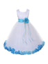 Girls White Multi Color Satin Petal Sash Flower Girl Dress 2-14 - SophiasStyle.com