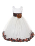 Girls White Multi Color Satin Petal Sash Flower Girl Dress 2-14 - SophiasStyle.com
