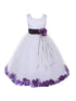 Girls White Multi Color Satin Petal Sash Flower Girl Dress 2-14 - SophiasStyle.com