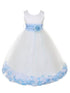 Girls Ivory With Sash Petal Flower Girl Dress, Sizes 2-14
