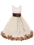 Girls Ivory With Sash Petal Flower Girl Dress, Sizes 2-14