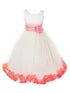 Girls Ivory With Sash Petal Flower Girl Dress, Sizes 2-14