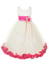 Girls Ivory With Sash Petal Flower Girl Dress, Sizes 2-14