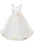 Girls Ivory With Sash Petal Flower Girl Dress 2-14