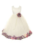 Girls Ivory Multi Color Satin Floral Petal Flower Girl Dress 2T-14 - SophiasStyle.com