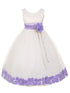 Girls Ivory With Sash Petal Flower Girl Dress, Sizes 2-14
